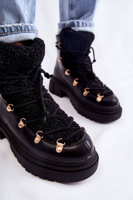   pašiltinti Aulinukai batai juodos spalvos Arisa