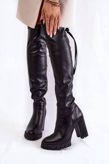 ilgaauliai batai su platforma  Shoes 3245 juodos spalvos