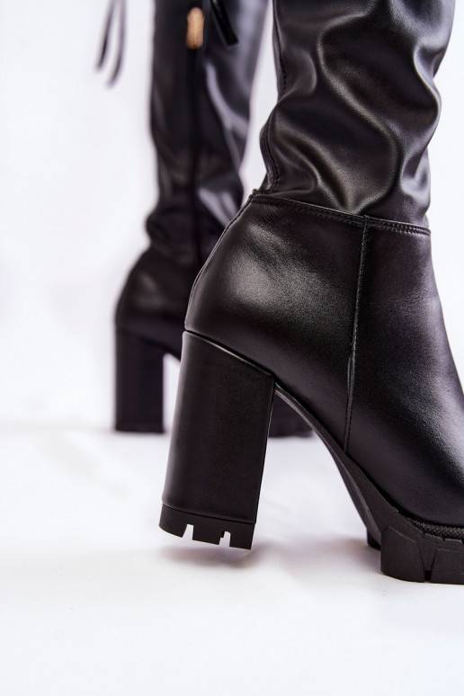   ilgaauliai batai su platforma  Shoes 3245 juodos spalvos