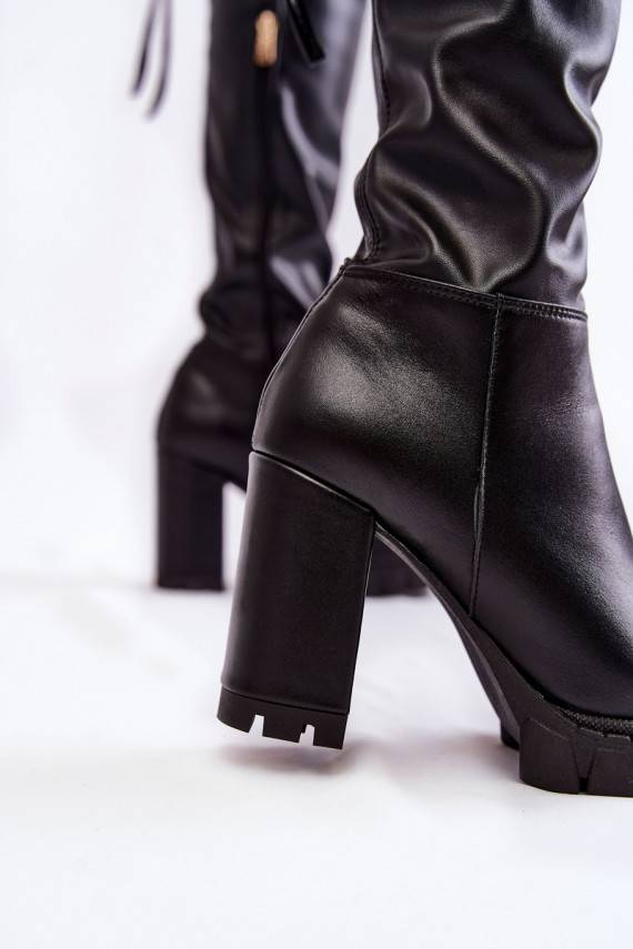   ilgaauliai batai su platforma  Shoes 3245 juodos spalvos