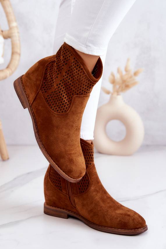 iš zomšos   Aulinukai su paslėpta platforma rudos spalvos Solene