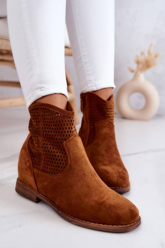 iš zomšos   Aulinukai su paslėpta platforma rudos spalvos Solene