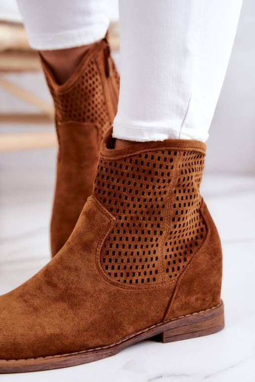 iš zomšos   Aulinukai su paslėpta platforma rudos spalvos Solene iš zomšos   Aulinukai su paslėpta platforma rudos spalvos Solene