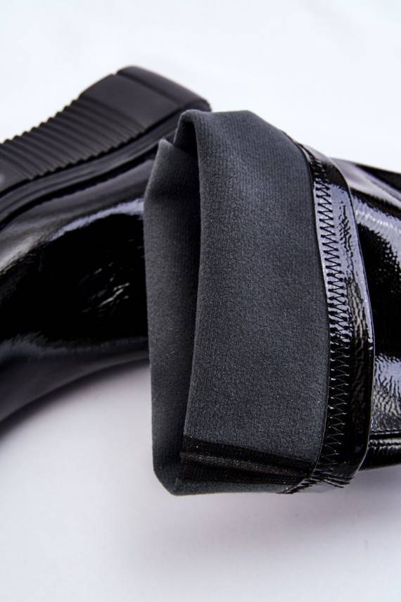 su lako efektu ilgaauliai batai virš kelių su platforma juodos spalvos Spectrum