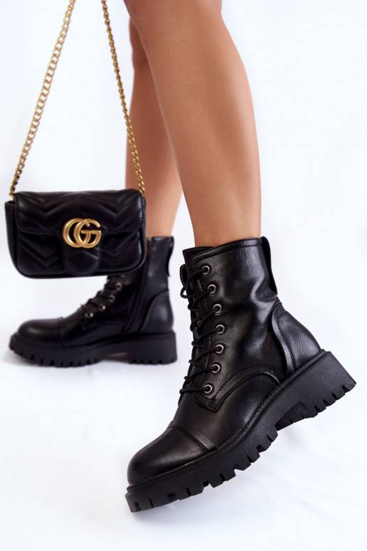   pašiltinti Moteriški kerziniai batai La.Fi 250044B-PU juodos spalvos