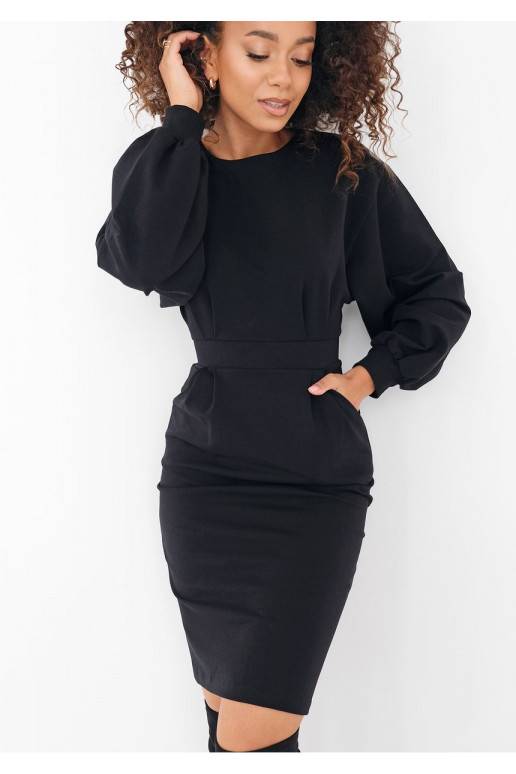 Malva -  juodos spalvos Midi ilgio suknelė