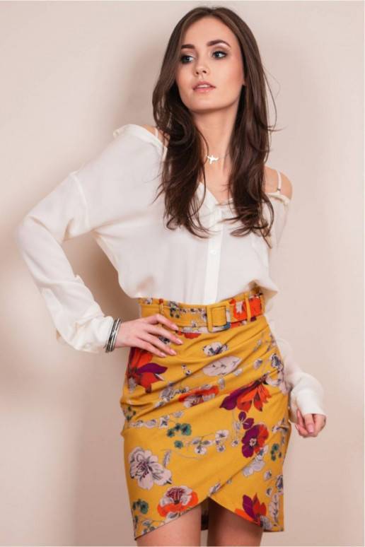 Trumpas sijonas su gėlėmis Roco Fashion