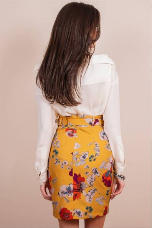 Trumpas sijonas su gėlėmis Roco Fashion