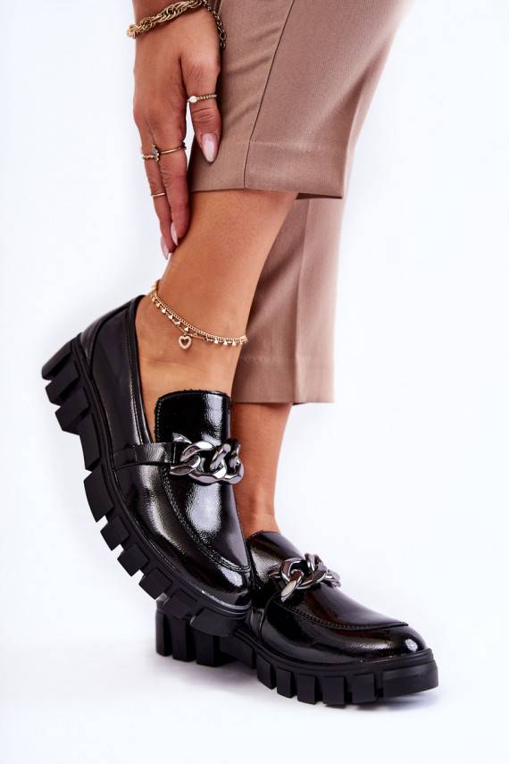 su lako efektu batai  su platforma juodos spalvos Inger 