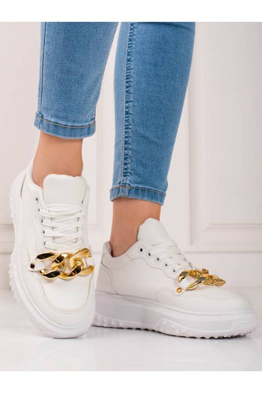 baltos spalvos Sneakers modelio batai su grandinėle Shelovet