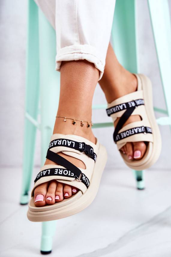   Madingos šlepetės La.Fi smėlio spalvos Menifis