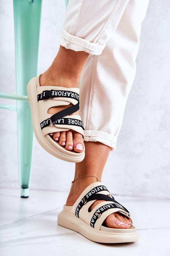   Madingos šlepetės La.Fi smėlio spalvos Menifis