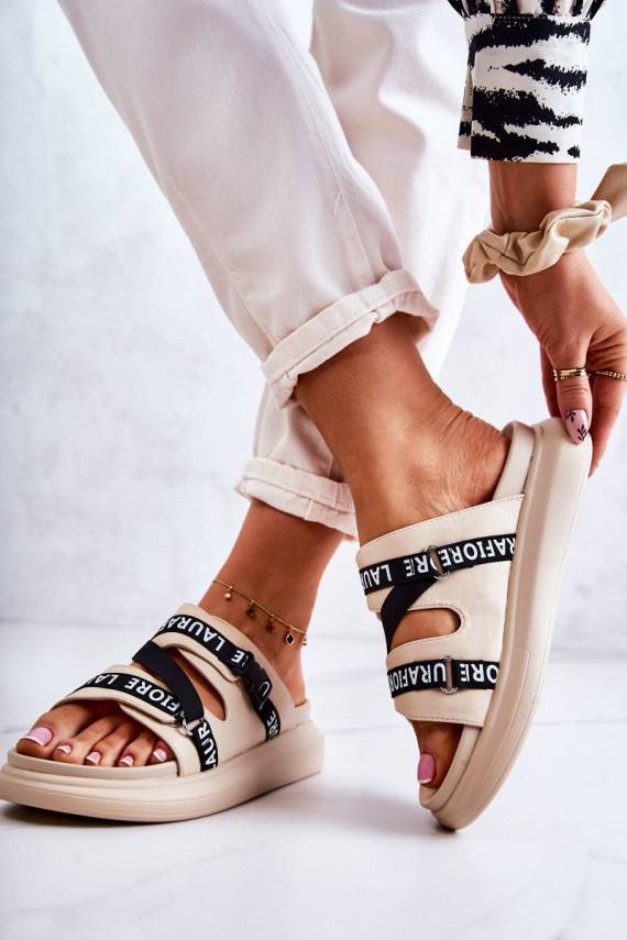   Madingos šlepetės La.Fi smėlio spalvos Menifis