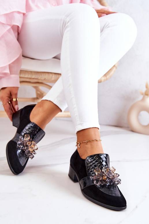 iš zomšos batai su ornamentais juodos spalvos Davine