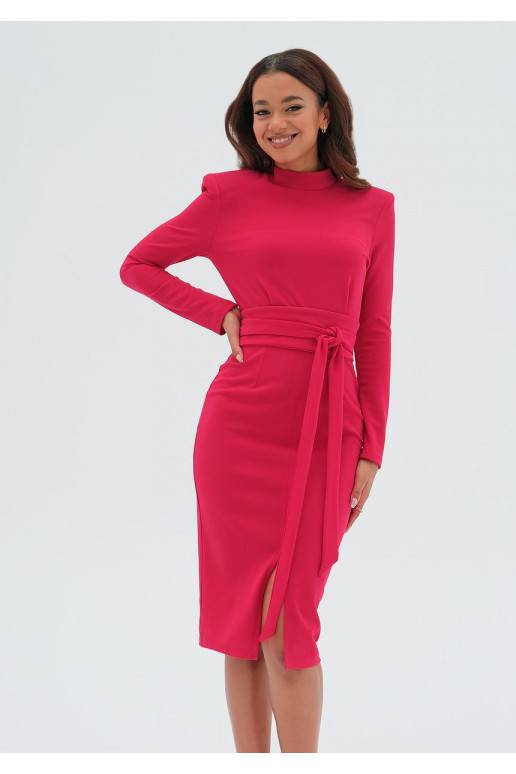 Lucia - elegantiška MIDI ilgio suknelė rožinės spalvos