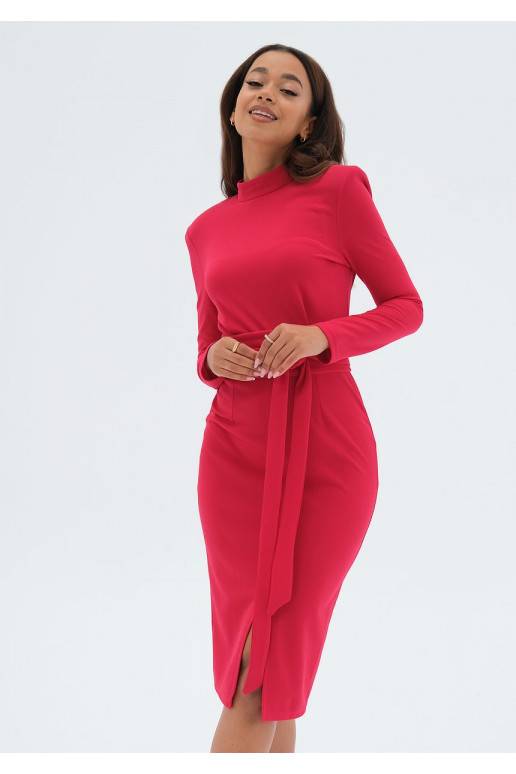 Lucia - elegantiška MIDI ilgio suknelė rožinės spalvos