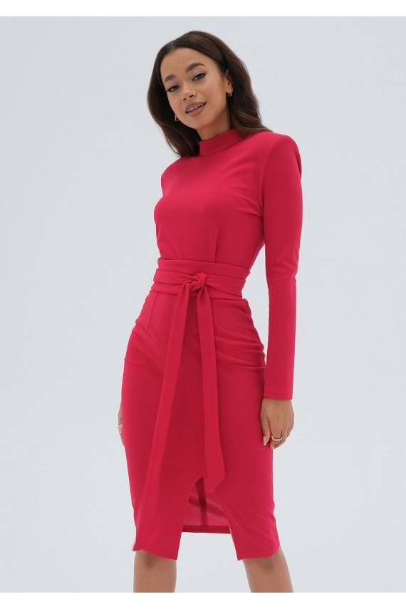 Lucia - elegantiška MIDI ilgio suknelė rožinės spalvos