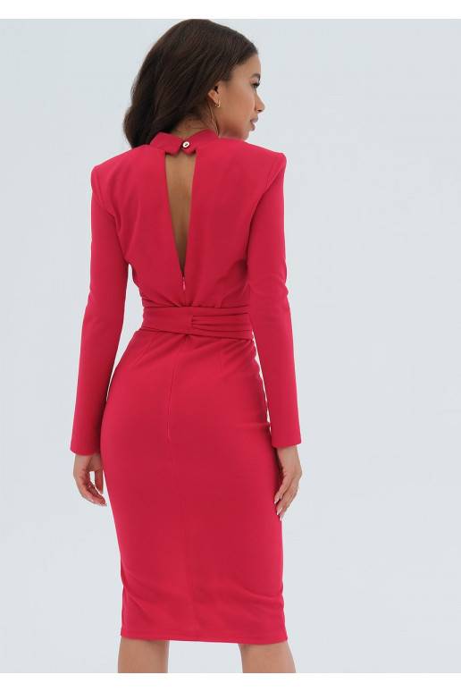 Lucia - elegantiška MIDI ilgio suknelė rožinės spalvos