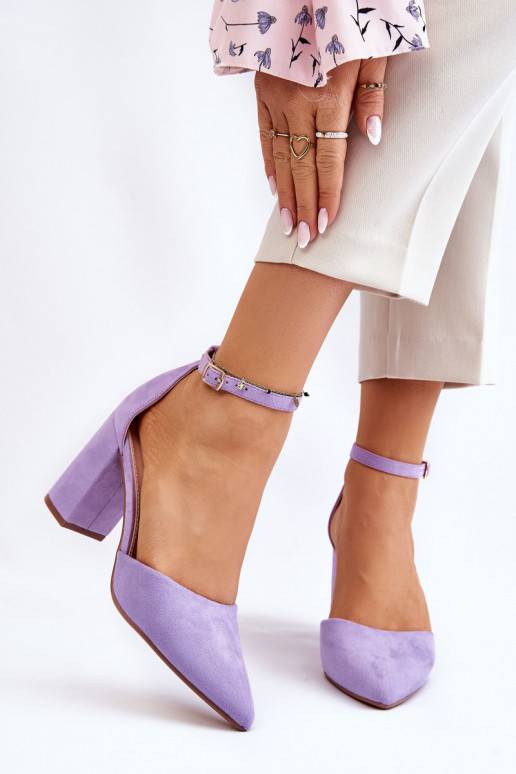 Zomšiniai bateliai su kulniukais violetinės spalvos Lexie