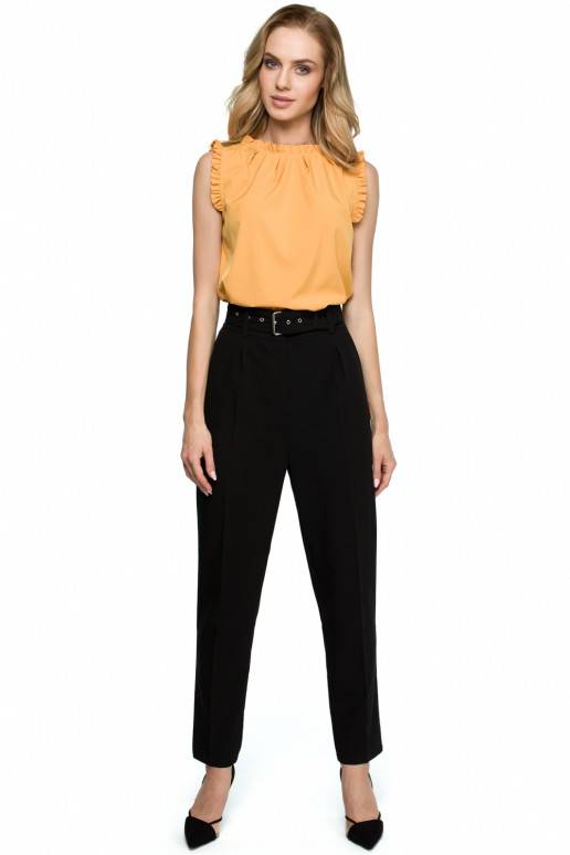 Klasikinės kelnės su plačiu diržu iš...