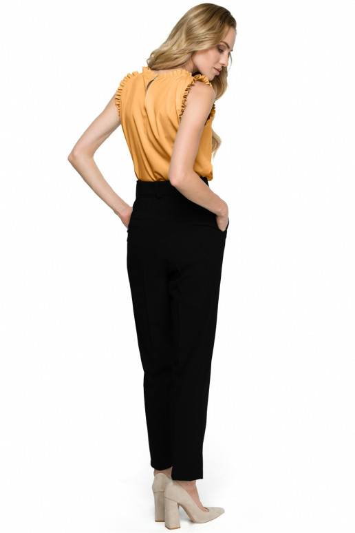 Klasikinės kelnės su plačiu diržu iš...