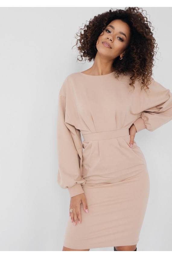 Malva - rausvos spalvos Midi ilgio suknelė