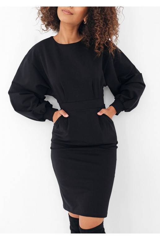 Malva -  juodos spalvos Midi ilgio suknelė