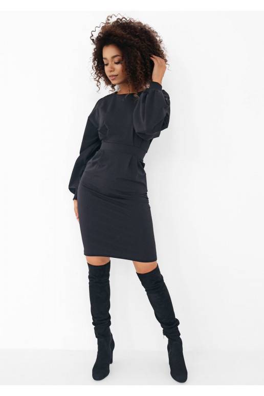 Malva -  juodos spalvos Midi ilgio suknelė