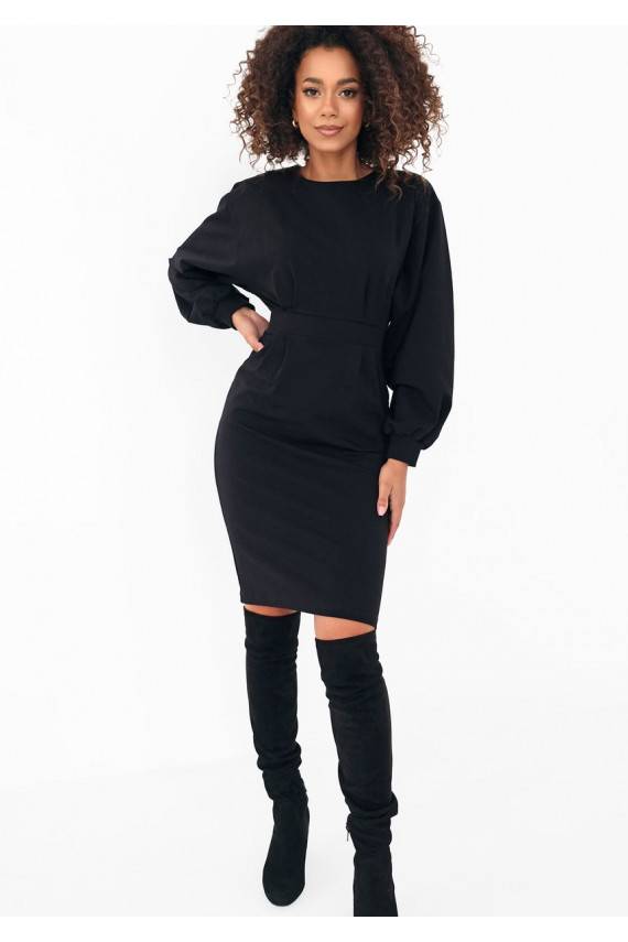 Malva -  juodos spalvos Midi ilgio suknelė