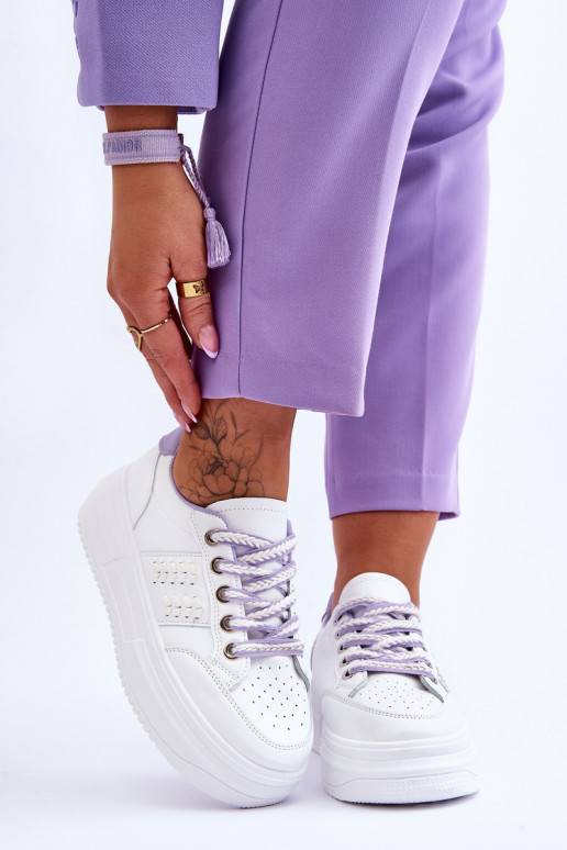    Sneakers modelio batai su platforma Baltos-violetinės spalvos Claribel