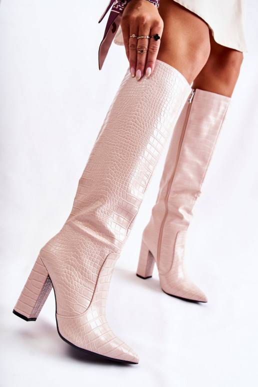  ilgaauliai batai su kulniukais smėlio spalvos Constancy