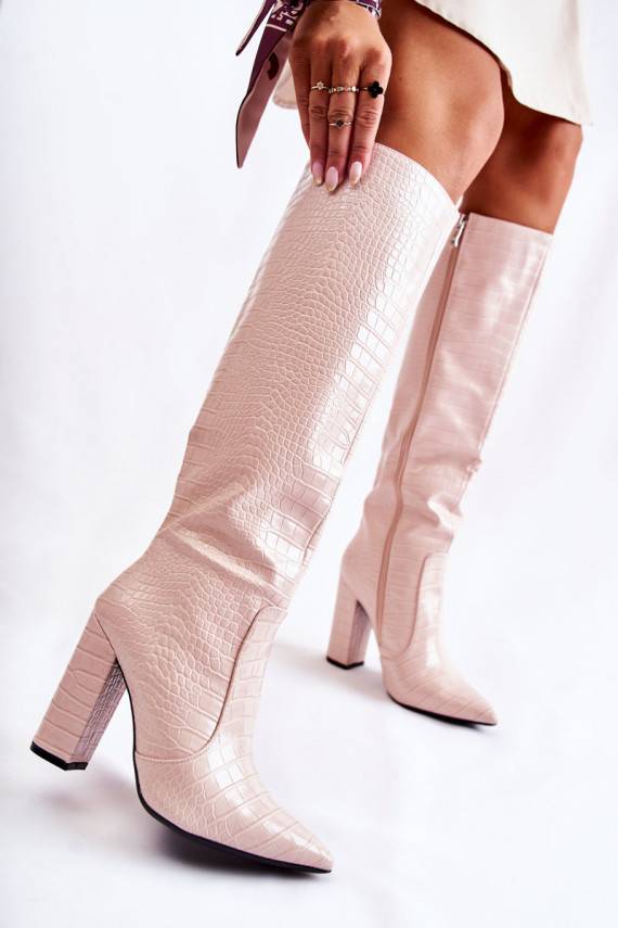  ilgaauliai batai su kulniukais smėlio spalvos Constancy