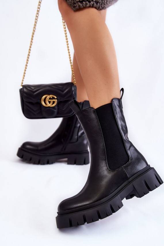   masyvūs aulinukai su platforma juodos spalvos Aliana