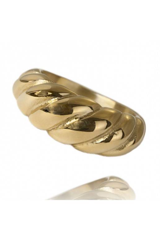 Žiedas iš nerūdijančio plieno dengtas 14k auksu PST827, Žiedo dydis:  US9 EU20