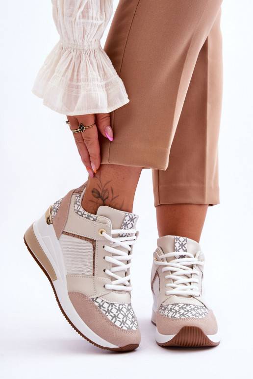   Sneakers modelio batai sportiniai bateliai su platforma Baltos-smėlio spalvos Nomera