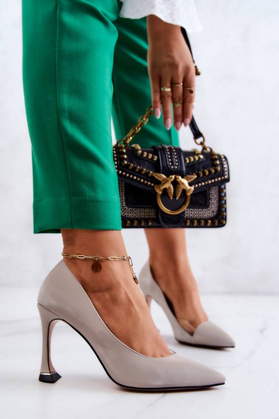 Madingos   aukštakulniai bateliai pilkos spalvos Tamira