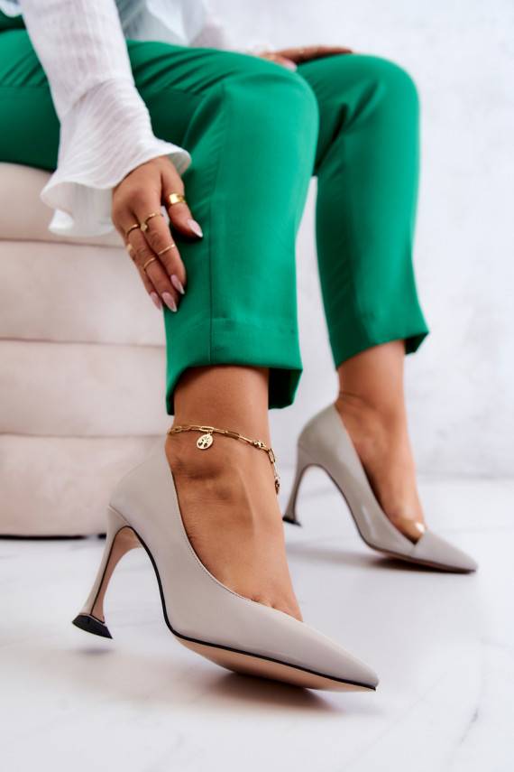 Madingos   aukštakulniai bateliai pilkos spalvos Tamira