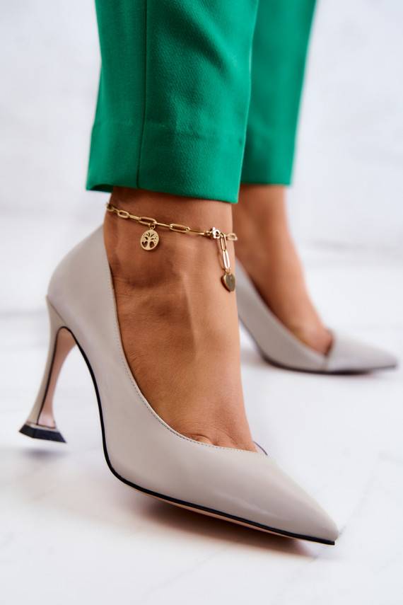 Madingos   aukštakulniai bateliai pilkos spalvos Tamira