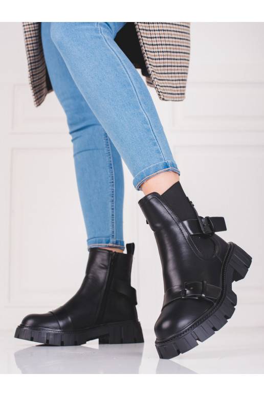 Moteriški batai su platforma Shelovet juodos spalvos
