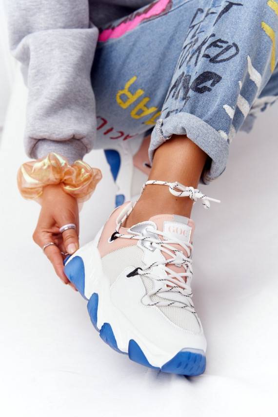 Sportinio stiliaus batai su plačiais padais GOE HH2N4034 Baltos-rožinės spalvos