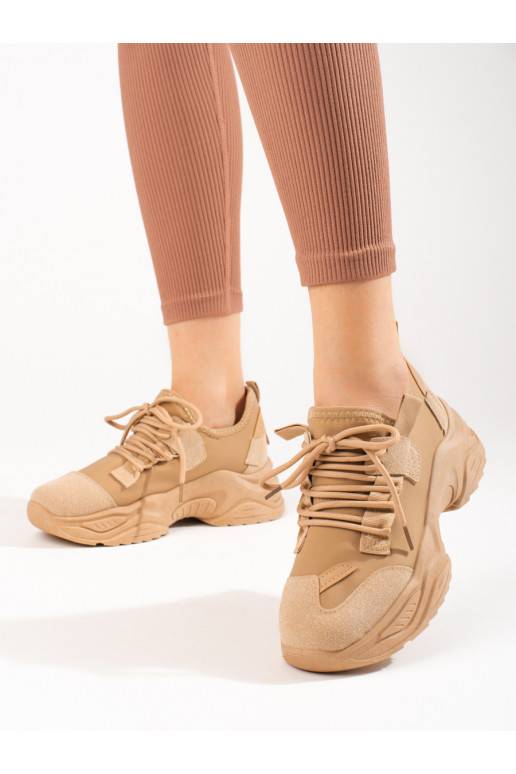 smėlio spalvos Sneakers modelio batai su platforma Shelovet