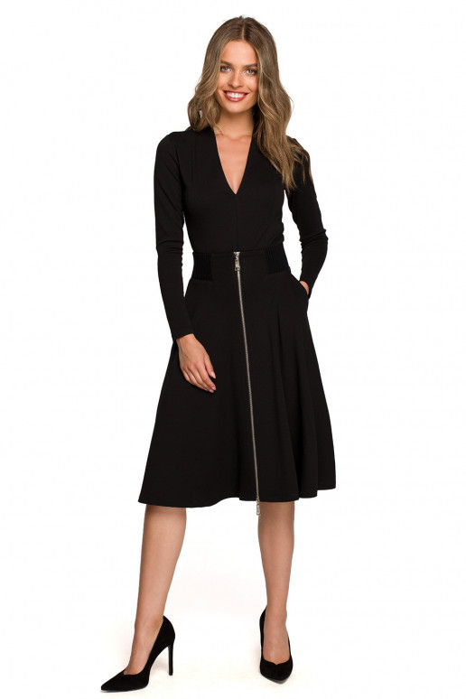 Juodas sijonas su užtrauktuku Stylove