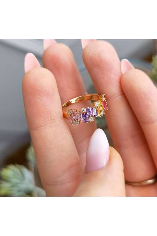 Žiedas iš nerūdijančio plieno dengtas 14k auksu PST845