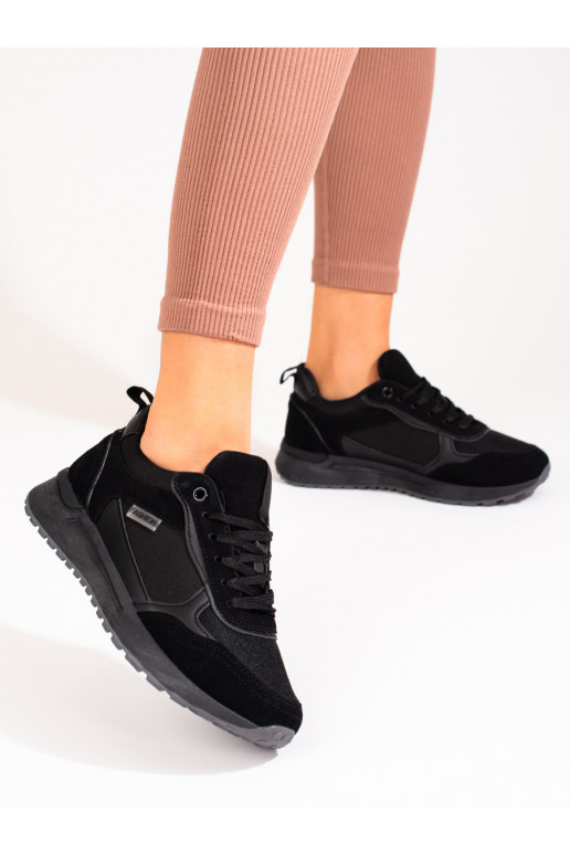   iš zomšos Sneakers modelio batai Shelovet juodos spalvos