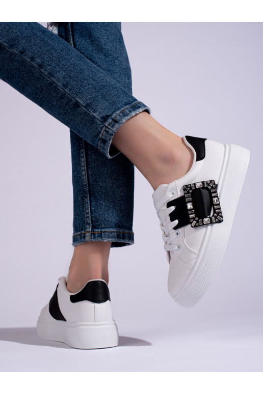 baltos spalvos  Sneakers modelio batai ze czarną wstawką Shelovet