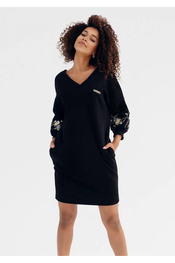Dina - medvilninė mini suknelė juodos spalvos