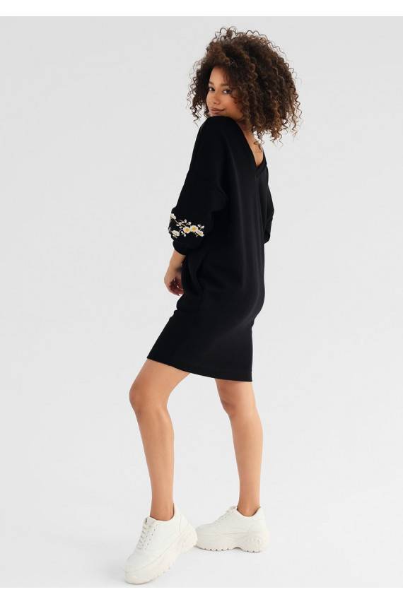 Dina - medvilninė mini suknelė juodos spalvos