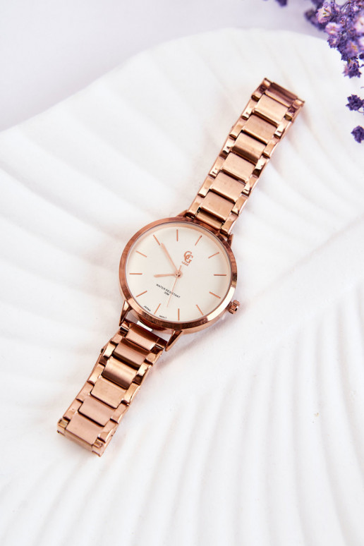 Modny Moteriškas laikrodis GG Luxe rausvo aukso spalvos