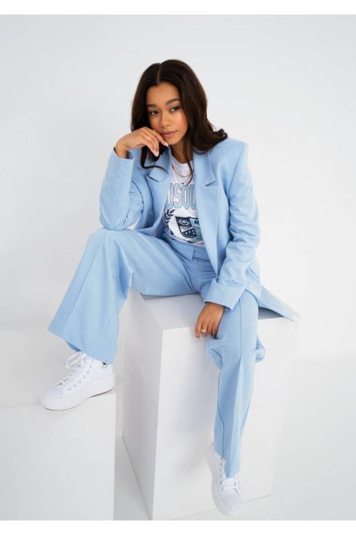 Ellis -žydros spalvos platėjančios medvilninės kelnės