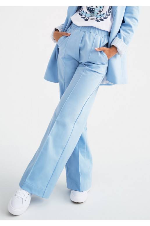 Ellis -žydros spalvos platėjančios medvilninės kelnės